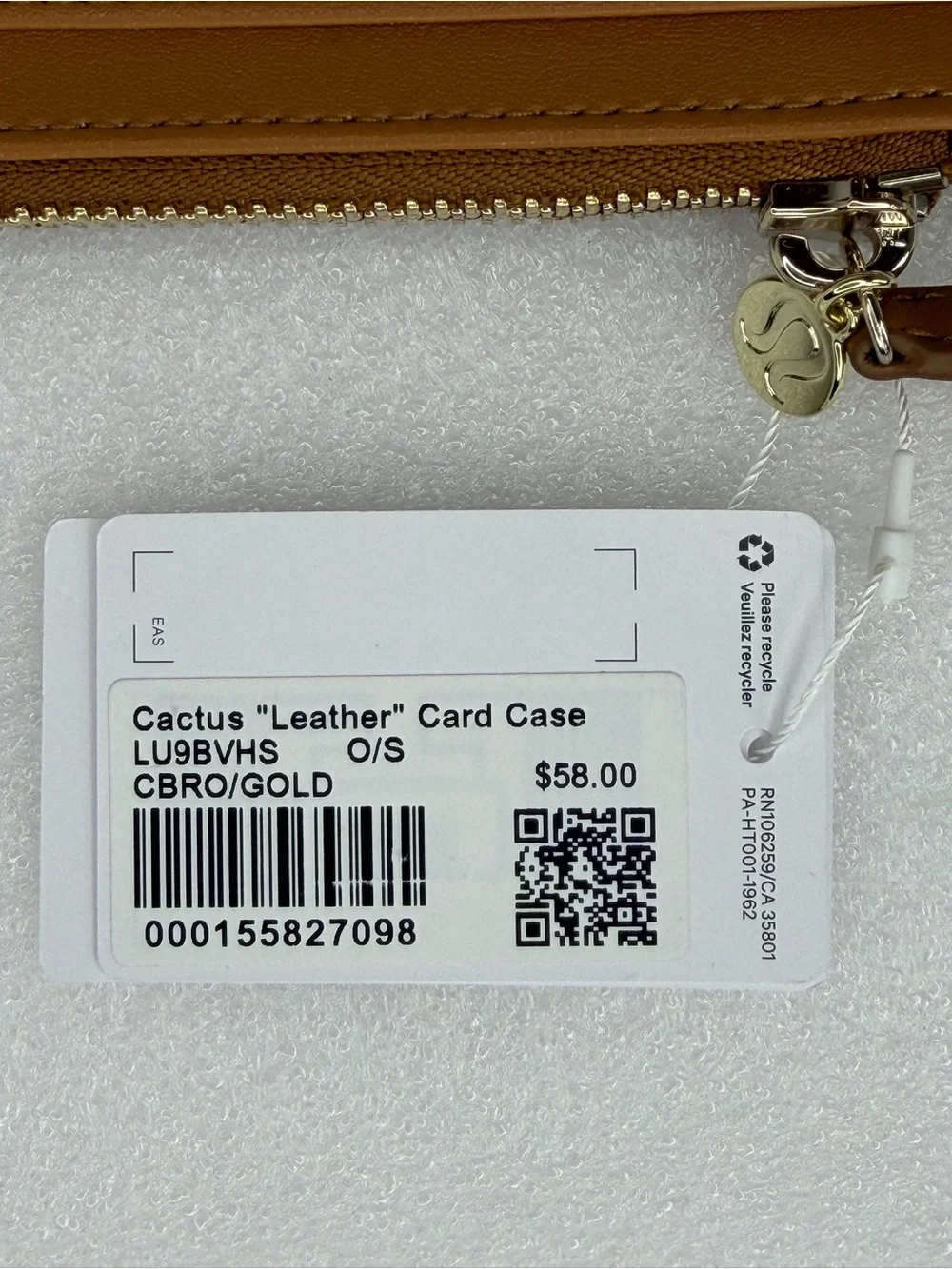 🆕 LULULEMON Cactus Leather Alternative Card Case Chestnut Brown/Gold NWT